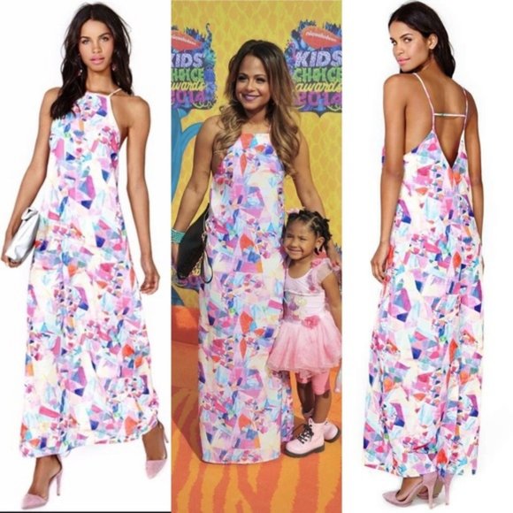 SALE Nasty Gal Crystal Matrix Maxi Dress Open Slit - Picture 3 of 8